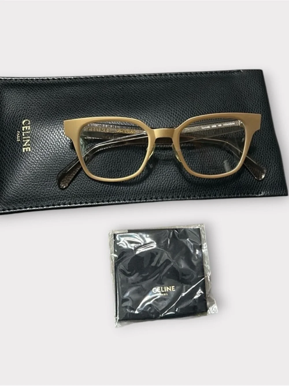 CELINE CL41456 Titanium Gold Square Eyeglasses Made in Italy w/ Case
